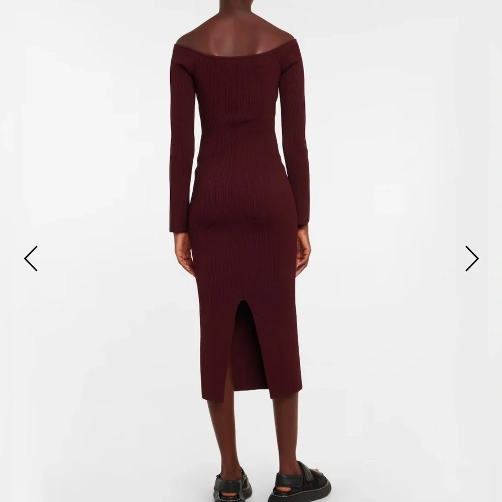 EUC Khaite Pia Off the Shoulder Ribbed Midi Dress in Merlot Sz M - Picture 3 of 8